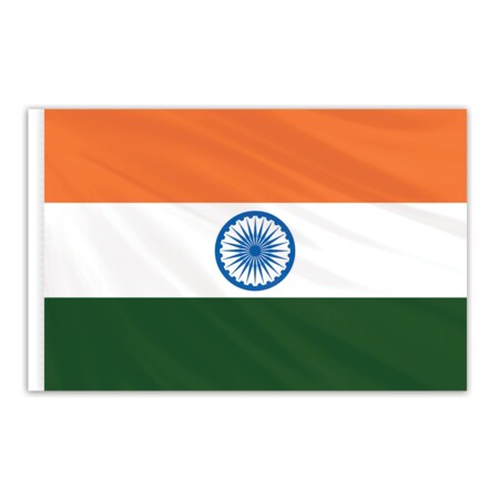 India Indoor Nylon Flag 4'x6' With Gold Fringe